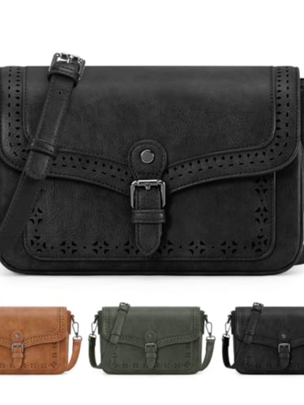 Retro Faux Leather Crossbody Bag Adjustable Strap Women's Purse